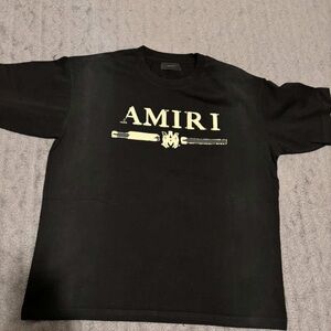 AMIRI Black T-Shirt with Cream Logo Graphic